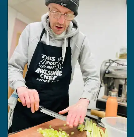 Handcrafted trainee working in the kitchen