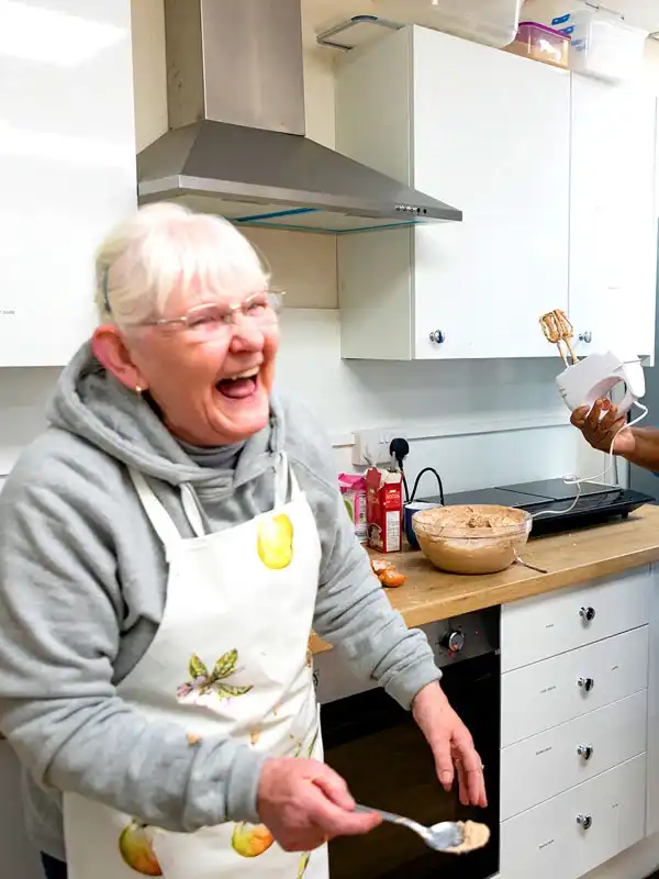 Having a laugh in a Handcrafted kitchen